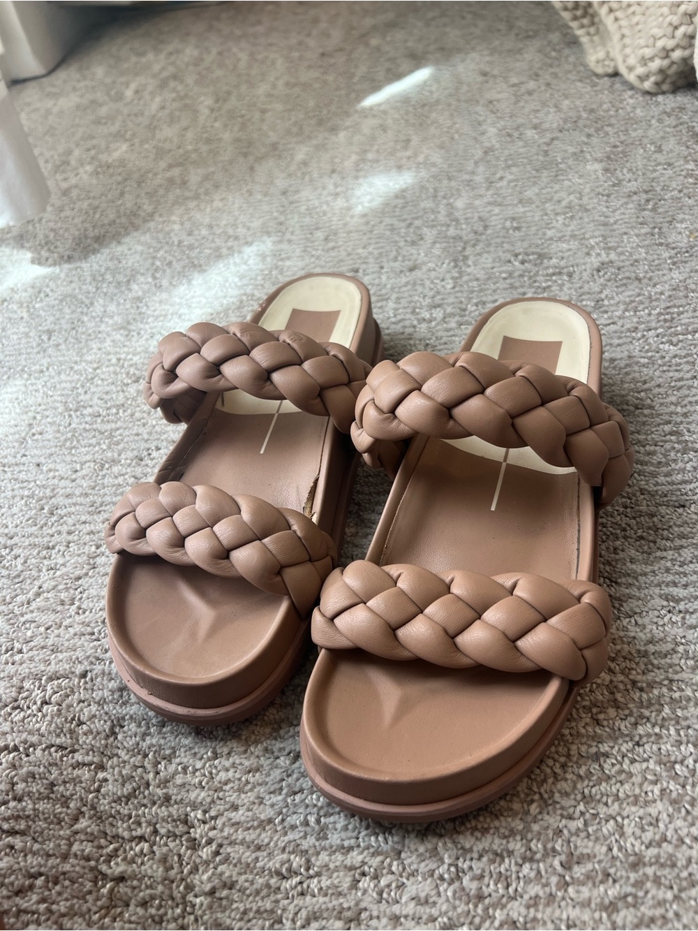 Dolce Vita Braided Double-Strap Slide Sandals - Brown